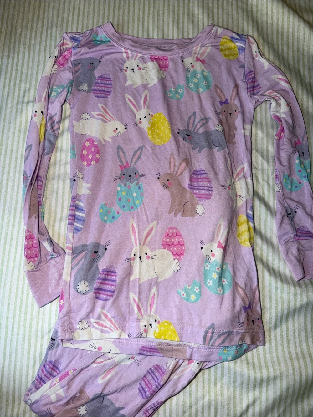 Girls Lavender Bunny & Easter Egg Pajama Set